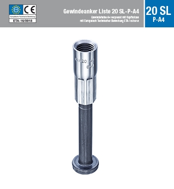 Gewindeanker Liste 20 SL-P-A4