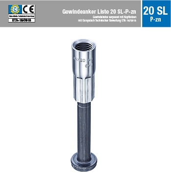 Gewindeanker Liste 20 SL-P-zn