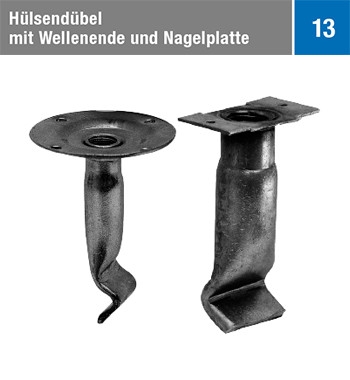 Gewindehülsen mit Wellenende und Nagelplatte